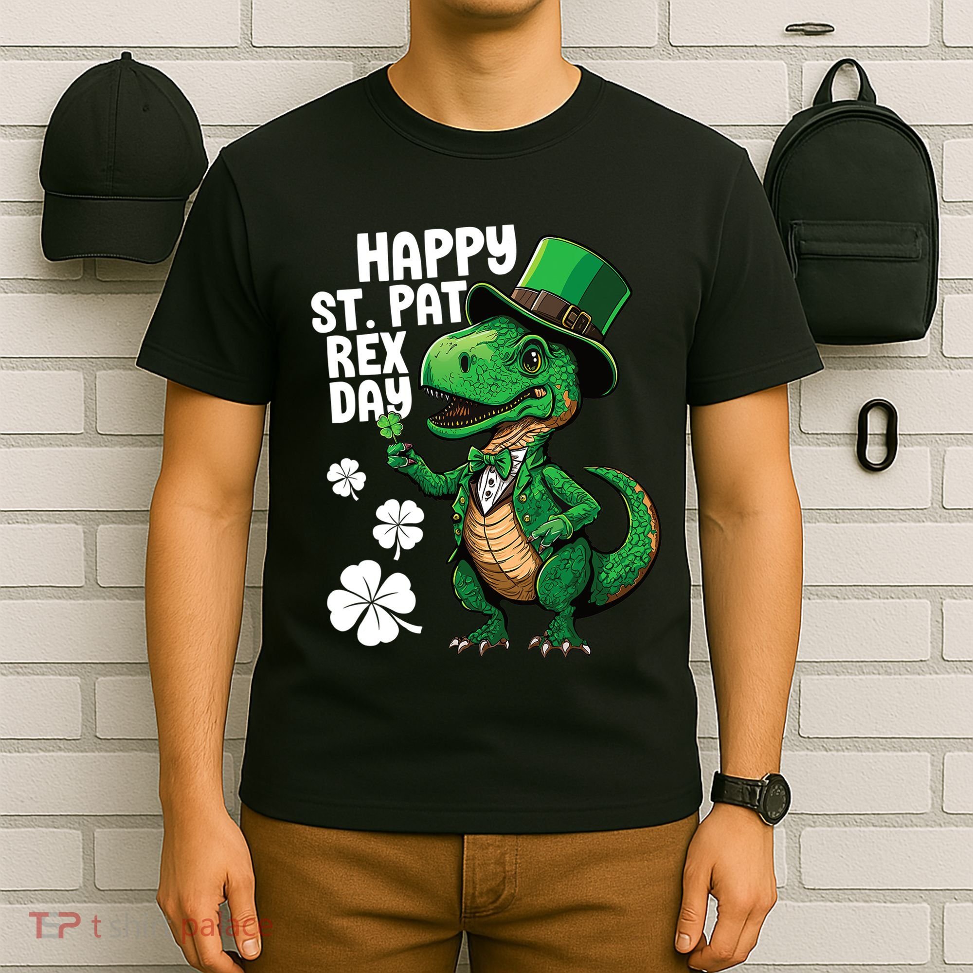Happy St Pat T-Rex St Patricks Day Dinosaur Leprechaun Funny T-Shirt