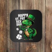 Happy St Pat T-Rex St Patricks Day Dinosaur Leprechaun Funny Coaster thumb 0