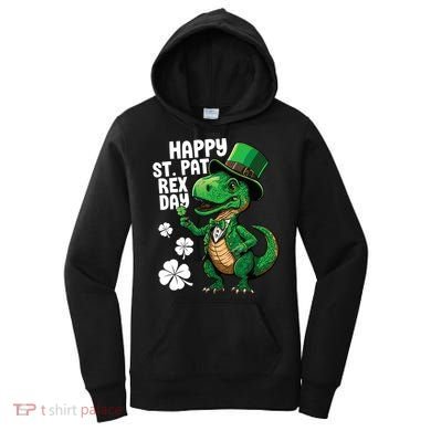Happy St Pat T-Rex St Patricks Day Dinosaur Leprechaun Funny Women's Hoodie
