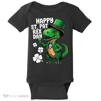 Happy St Pat T-Rex St Patricks Day Dinosaur Leprechaun Funny Baby Bodysuit
