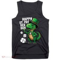 Happy St Pat T-Rex St Patricks Day Dinosaur Leprechaun Funny Tank Top thumb 0