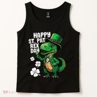 Happy St Pat T-Rex St Patricks Day Dinosaur Leprechaun Funny Tank Top thumb 2