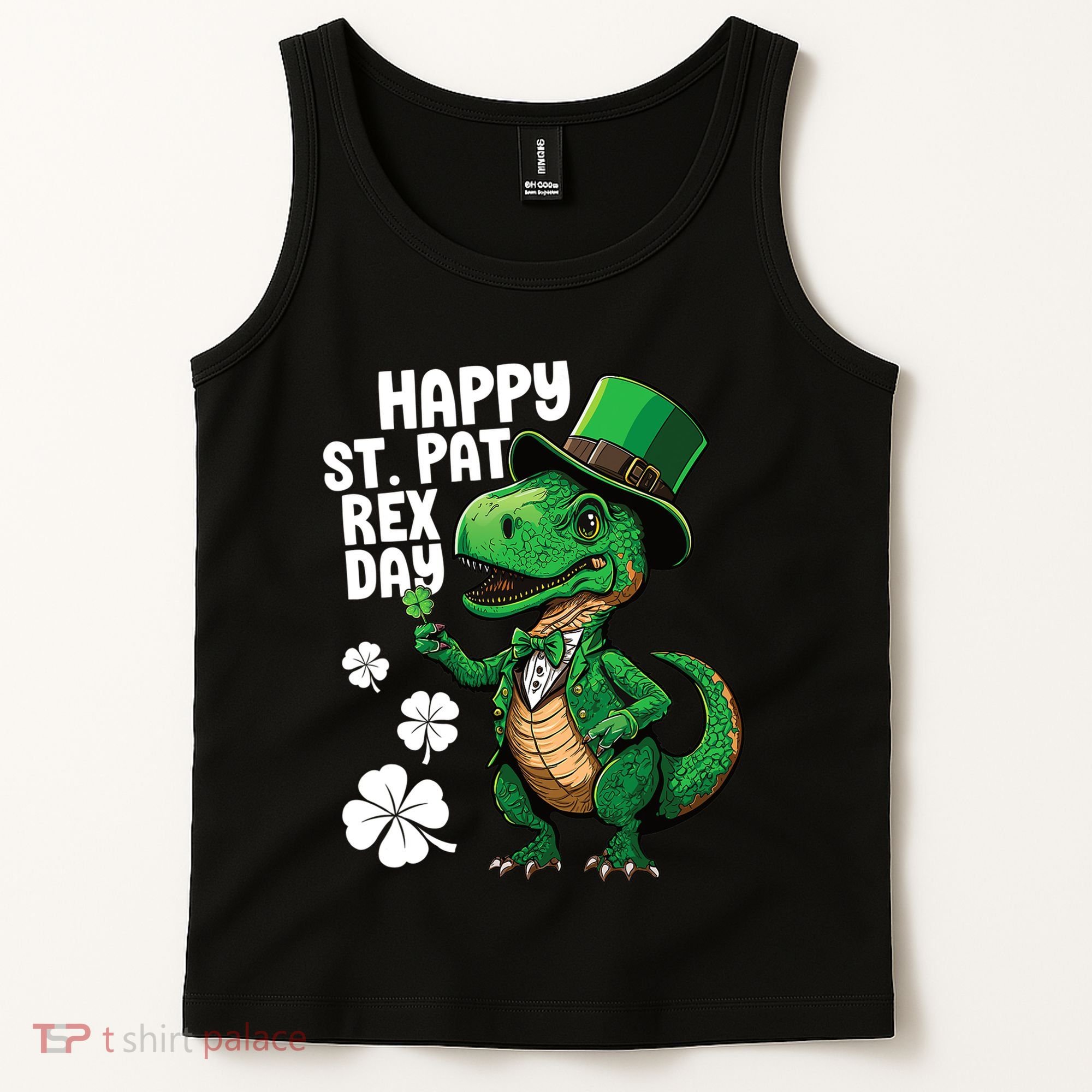 Happy St Pat T-Rex St Patricks Day Dinosaur Leprechaun Funny Tank Top