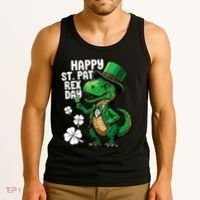 Happy St Pat T-Rex St Patricks Day Dinosaur Leprechaun Funny Tank Top thumb 3