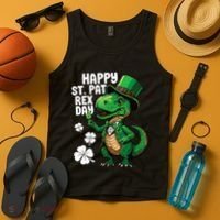 Happy St Pat T-Rex St Patricks Day Dinosaur Leprechaun Funny Tank Top thumb 4