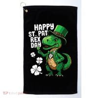 Happy St Pat T-Rex St Patricks Day Dinosaur Leprechaun Funny Golf Towel thumb 0