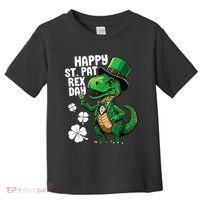 Happy St Pat T-Rex St Patricks Day Dinosaur Leprechaun Funny Toddler T-Shirt thumb 0