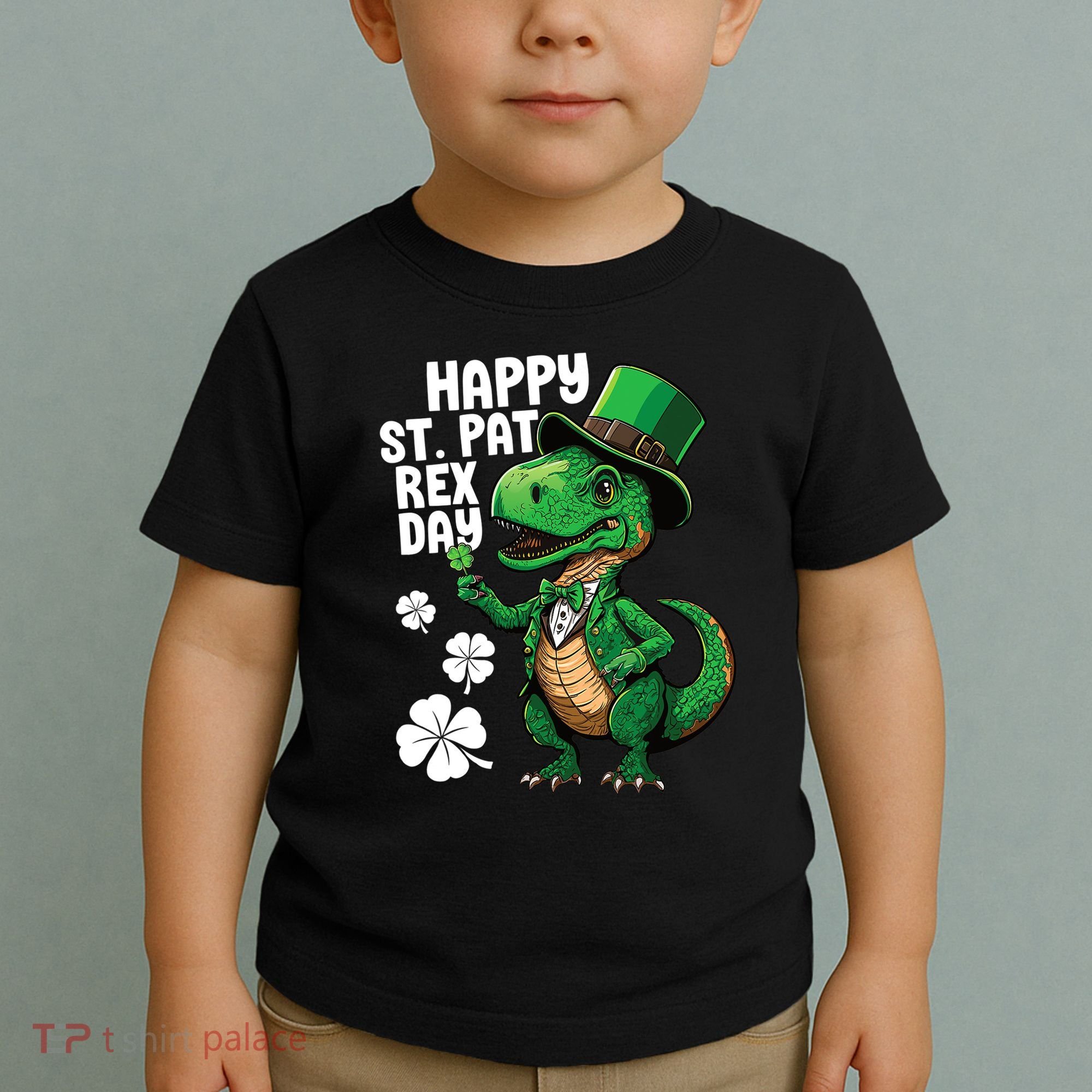 Happy St Pat T-Rex St Patricks Day Dinosaur Leprechaun Funny Toddler T-Shirt
