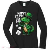 Happy St Pat T-Rex St Patricks Day Dinosaur Leprechaun Funny Women's Long Sleeve Shirt thumb 0