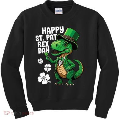 Happy St Pat T-Rex St Patricks Day Dinosaur Leprechaun Funny Kids Sweatshirt