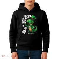 Happy St Pat T-Rex St Patricks Day Dinosaur Leprechaun Funny Kids Hoodie thumb 4