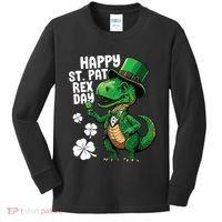 Happy St Pat T-Rex St Patricks Day Dinosaur Leprechaun Funny Kids Long Sleeve Shirt thumb 0