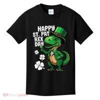 Happy St Pat T-Rex St Patricks Day Dinosaur Leprechaun Funny Kids T-Shirt thumb 0