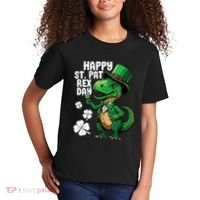 Happy St Pat T-Rex St Patricks Day Dinosaur Leprechaun Funny Kids T-Shirt thumb 2