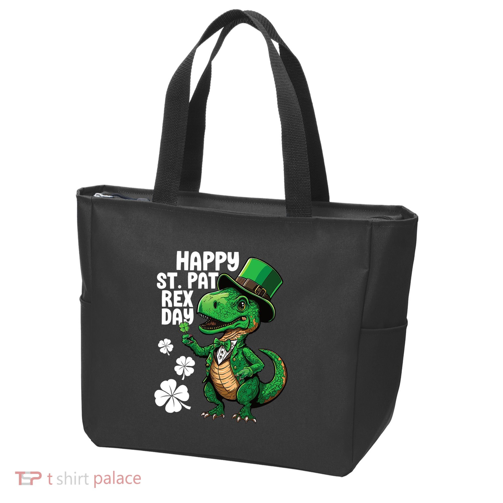 Happy St Pat T-Rex St Patricks Day Dinosaur Leprechaun Funny Tote Bag