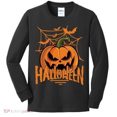 Halloween Spooky Pumpkin Kids Long Sleeve Shirt