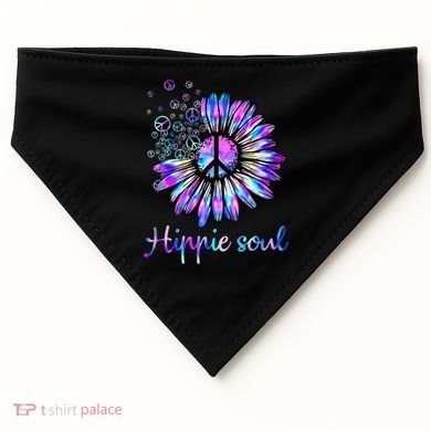 Hippie Soul Psychedelic Daisy Peace Sign USA-Made Doggie Bandana