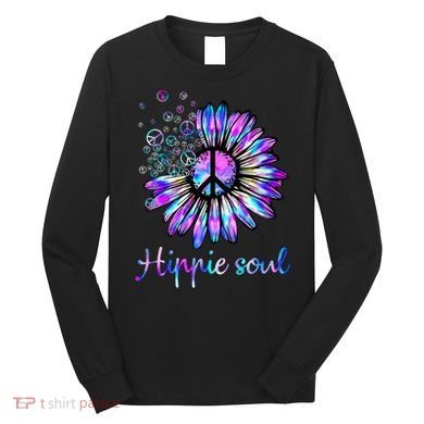 Hippie Soul Psychedelic Daisy Peace Sign Long Sleeve Shirt