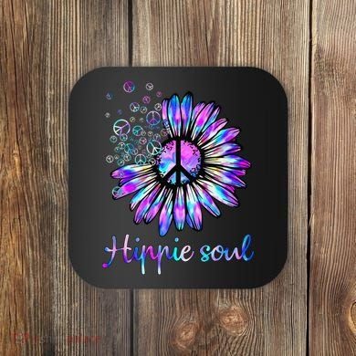 Hippie Soul Psychedelic Daisy Peace Sign Coaster