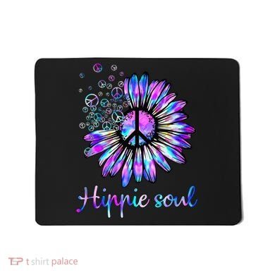 Hippie Soul Psychedelic Daisy Peace Sign Mousepad