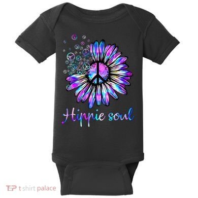 Hippie Soul Psychedelic Daisy Peace Sign Baby Bodysuit