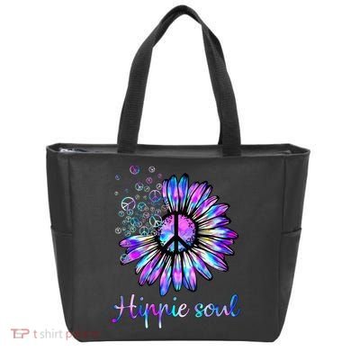 Hippie Soul Psychedelic Daisy Peace Sign Tote Bag