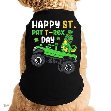 Happy St Pat T Rex Day Boy St Patrick's Day T Rex Doggie Tank
