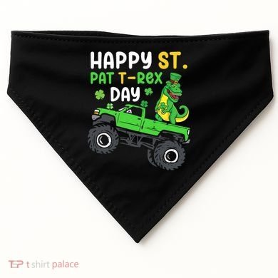 Happy St Pat T Rex Day Boy St Patrick's Day T Rex USA-Made Doggie Bandana
