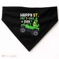 Happy St Pat T Rex Day Boy St Patrick's Day T Rex USA-Made Doggie Bandana thumb 0