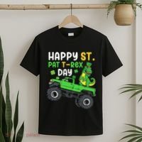 Happy St Pat T Rex Day Boy St Patrick's Day T Rex T-Shirt thumb 2