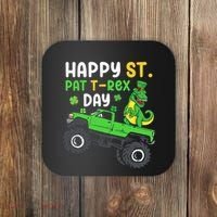 Happy St Pat T Rex Day Boy St Patrick's Day T Rex Coaster thumb 0