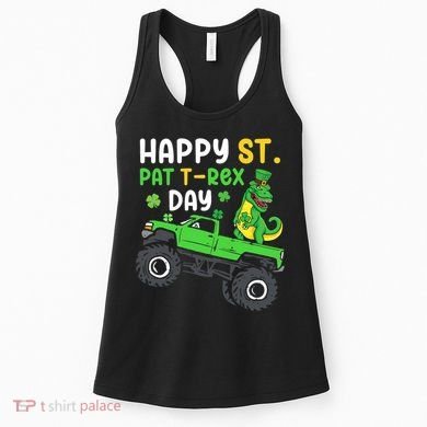 Happy St Pat T Rex Day Boy St Patrick's Day T Rex Women's Tank Top