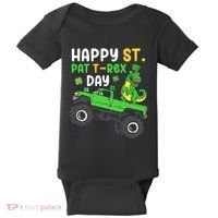 Happy St Pat T Rex Day Boy St Patrick's Day T Rex Baby Bodysuit thumb 0