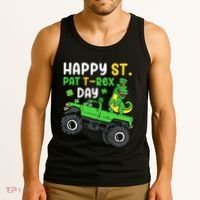 Happy St Pat T Rex Day Boy St Patrick's Day T Rex Tank Top thumb 3
