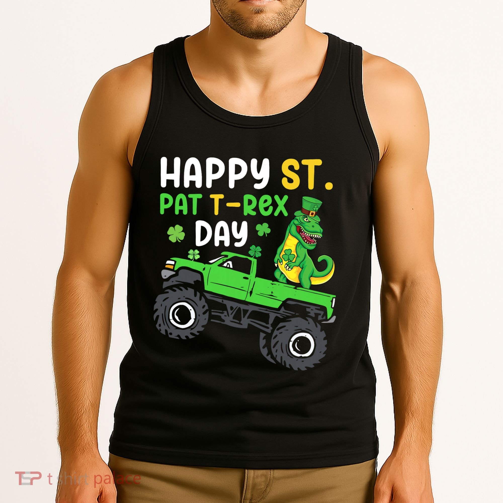 Happy St Pat T Rex Day Boy St Patrick's Day T Rex Tank Top