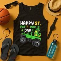 Happy St Pat T Rex Day Boy St Patrick's Day T Rex Tank Top thumb 4
