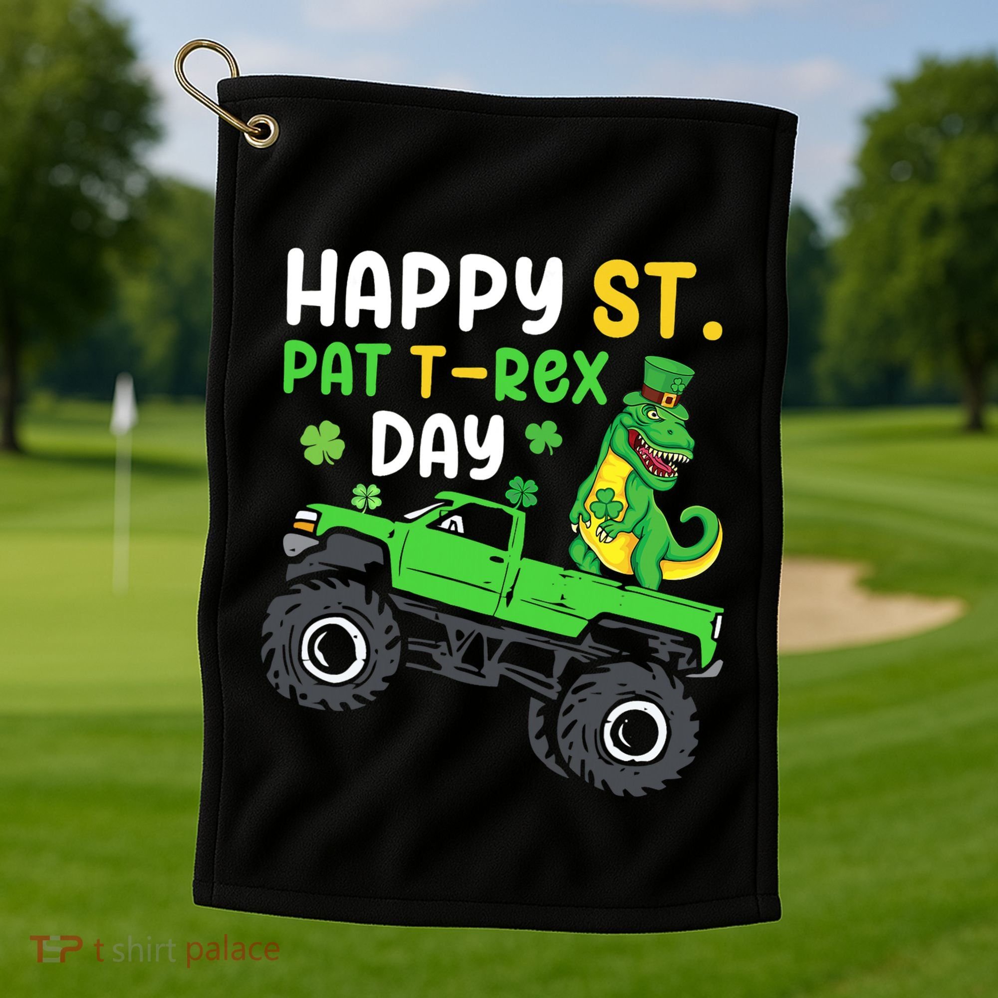 Happy St Pat T Rex Day Boy St Patrick's Day T Rex Golf Towel