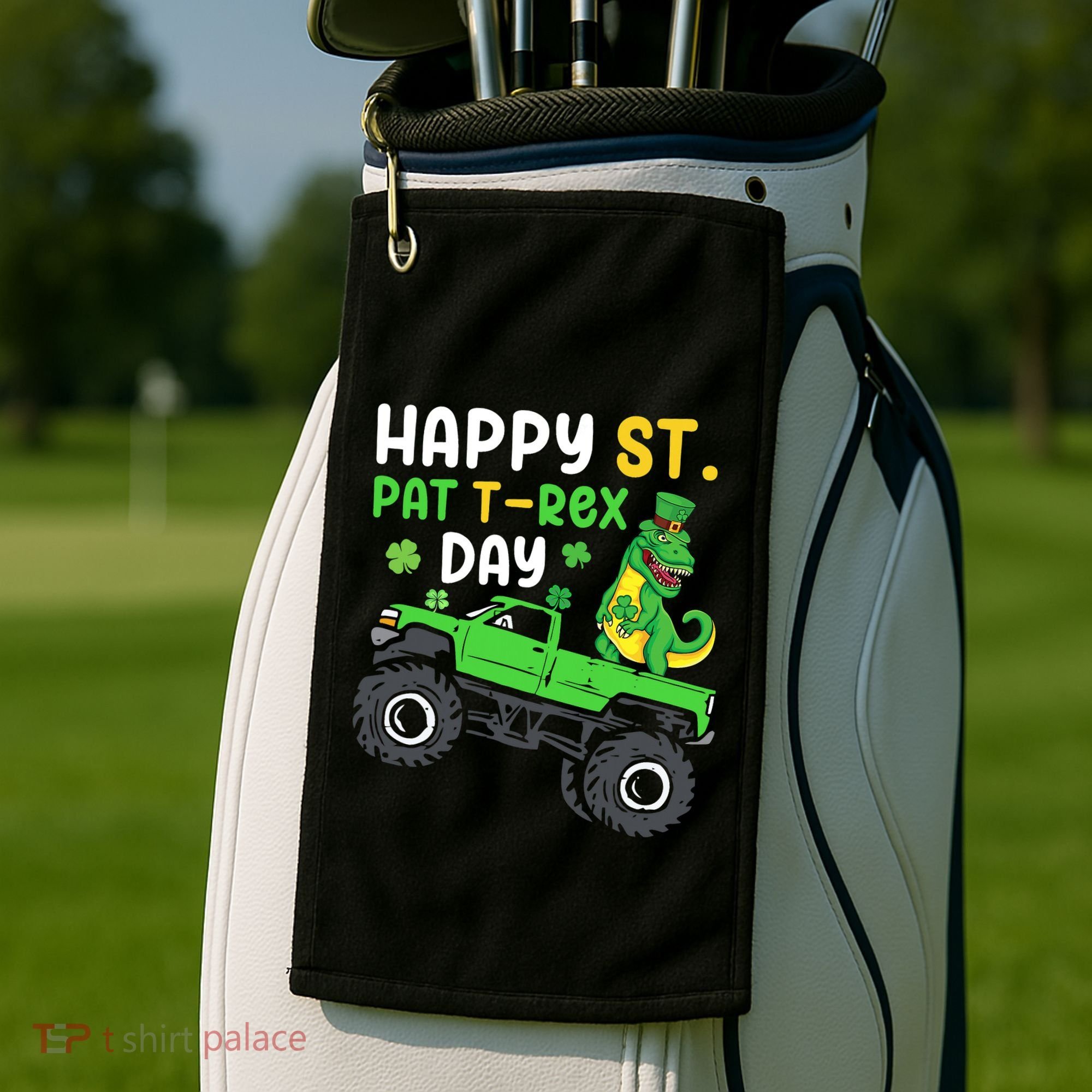 Happy St Pat T Rex Day Boy St Patrick's Day T Rex Golf Towel