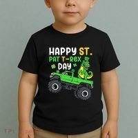 Happy St Pat T Rex Day Boy St Patrick's Day T Rex Toddler T-Shirt thumb 2