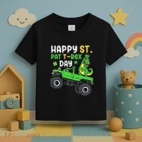 Happy St Pat T Rex Day Boy St Patrick's Day T Rex Toddler T-Shirt thumb 3