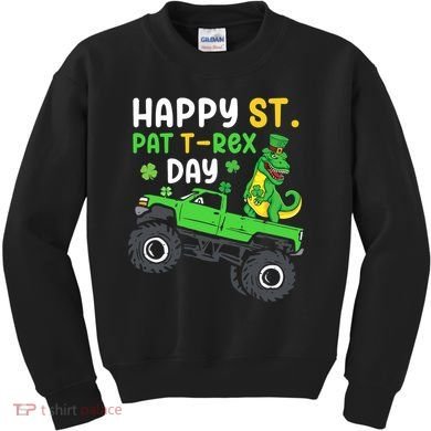 Happy St Pat T Rex Day Boy St Patrick's Day T Rex Kids Sweatshirt