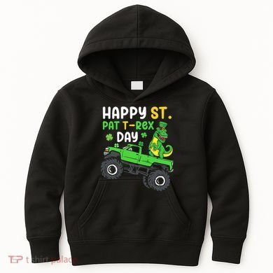 Happy St Pat T Rex Day Boy St Patrick's Day T Rex Kids Hoodie