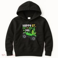 Happy St Pat T Rex Day Boy St Patrick's Day T Rex Kids Hoodie thumb 0