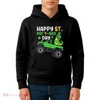 Happy St Pat T Rex Day Boy St Patrick's Day T Rex Kids Hoodie thumb 4