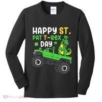 Happy St Pat T Rex Day Boy St Patrick's Day T Rex Kids Long Sleeve Shirt thumb 0