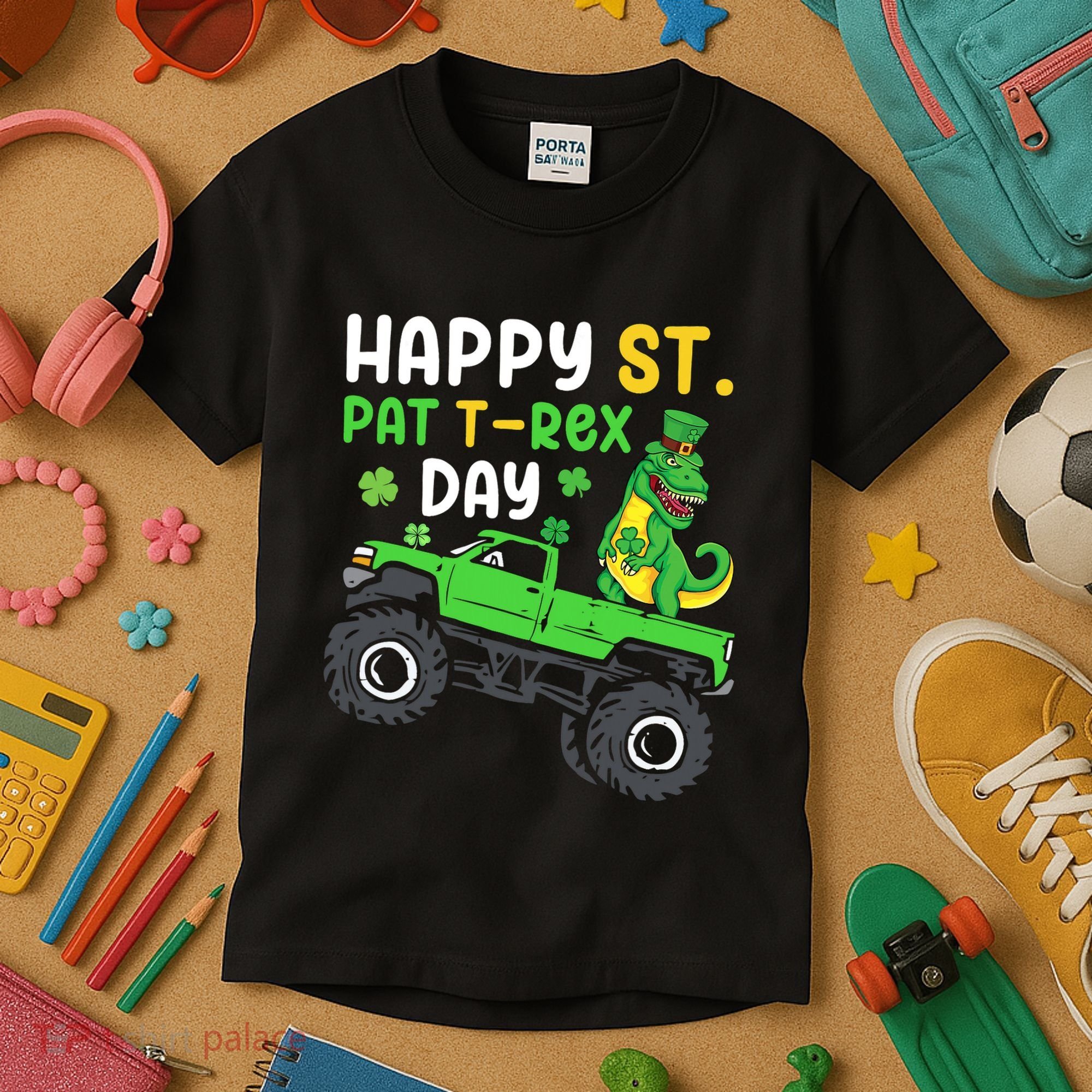 Happy St Pat T Rex Day Boy St Patrick's Day T Rex Kids T-Shirt