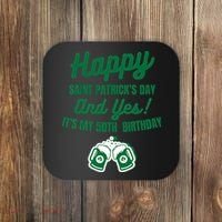 Happy Saint Patrick's Day, Funny 50th Birthday Party Gift Coaster thumb 0