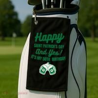 Happy Saint Patrick's Day, Funny 50th Birthday Party Gift Golf Towel thumb 2