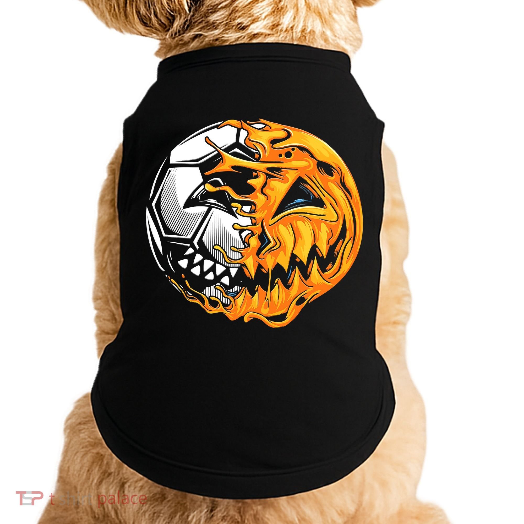 Halloween Soccer Player Pumpkin Skeleton Doggie Tank