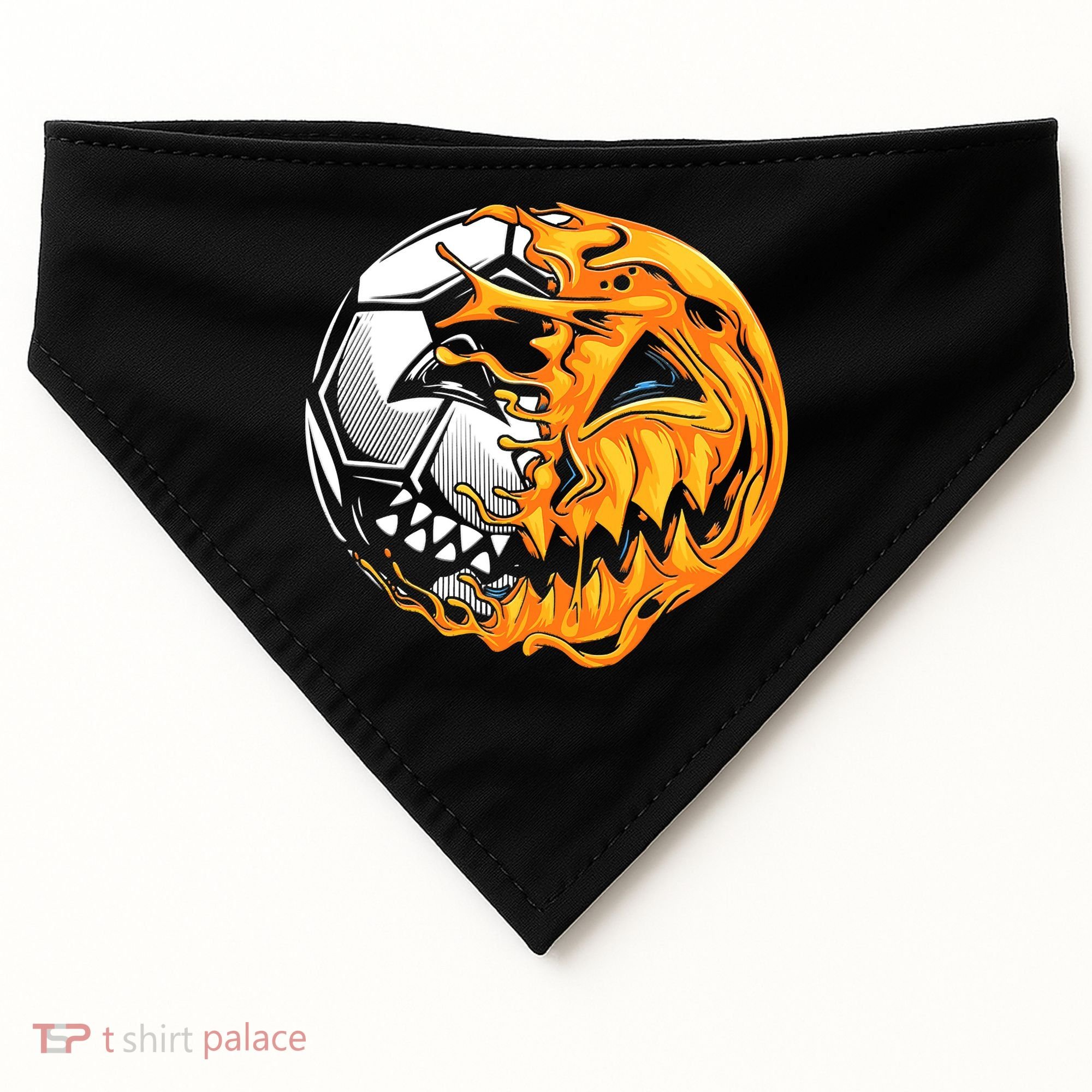 Halloween Soccer Player Pumpkin Skeleton USA-Made Doggie Bandana